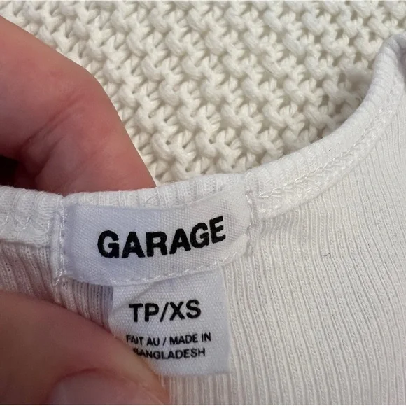 GARAGE White Ribbed Cropped Tank with Rhinestone Butterfly - Picture 2 of 2